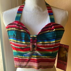 Bettie Page - Serape Stripe Halter Top - Size 10